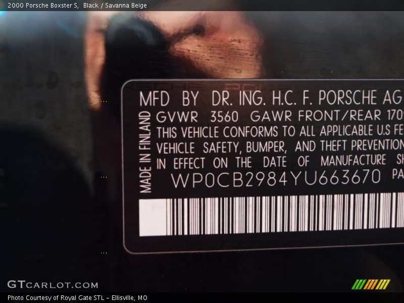 Black / Savanna Beige 2000 Porsche Boxster S