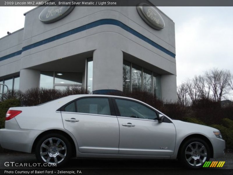 Brilliant Silver Metallic / Light Stone 2009 Lincoln MKZ AWD Sedan