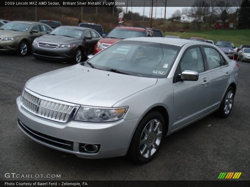 Brilliant Silver Metallic / Light Stone 2009 Lincoln MKZ AWD Sedan