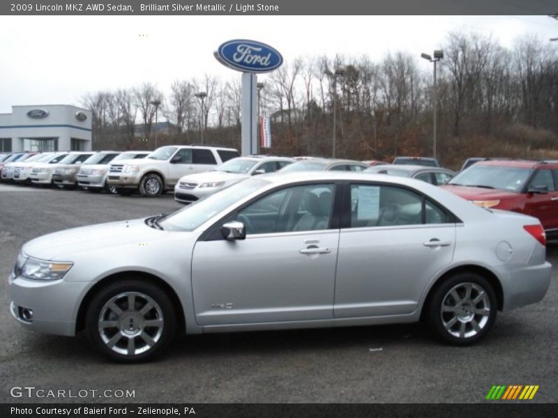 Brilliant Silver Metallic / Light Stone 2009 Lincoln MKZ AWD Sedan