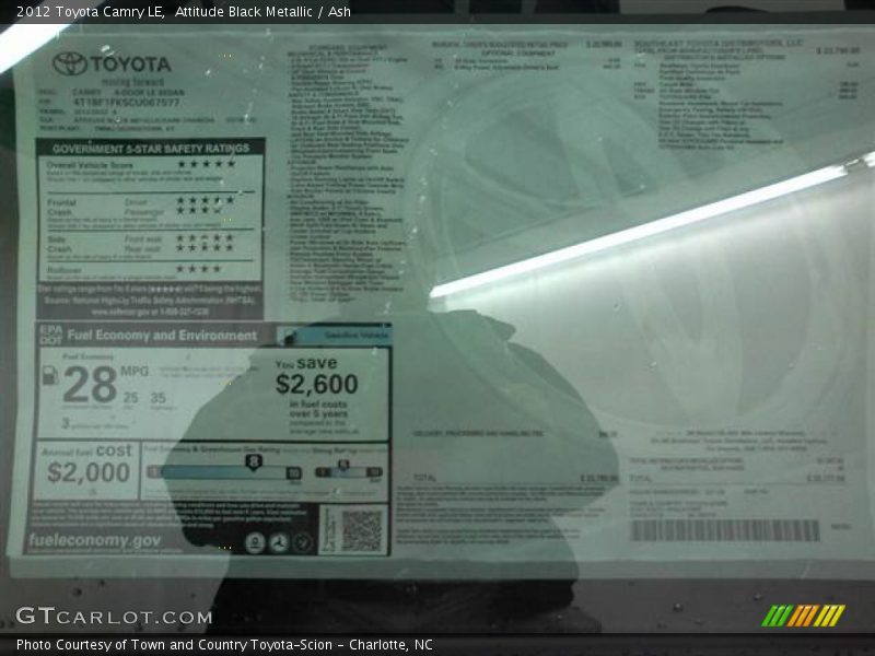 Attitude Black Metallic / Ash 2012 Toyota Camry LE