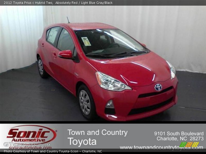 Absolutely Red / Light Blue Gray/Black 2012 Toyota Prius c Hybrid Two