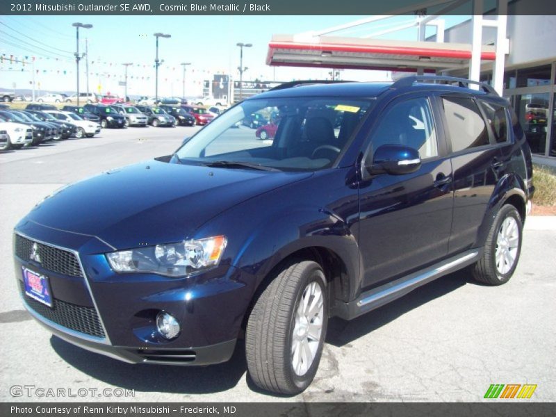 Cosmic Blue Metallic / Black 2012 Mitsubishi Outlander SE AWD