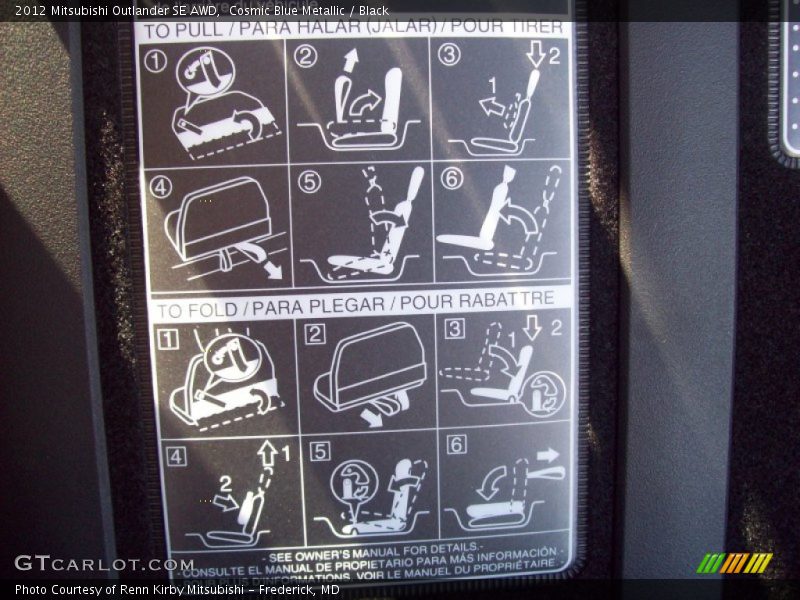 Cosmic Blue Metallic / Black 2012 Mitsubishi Outlander SE AWD