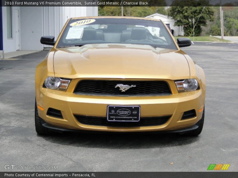 Sunset Gold Metallic / Charcoal Black 2010 Ford Mustang V6 Premium Convertible