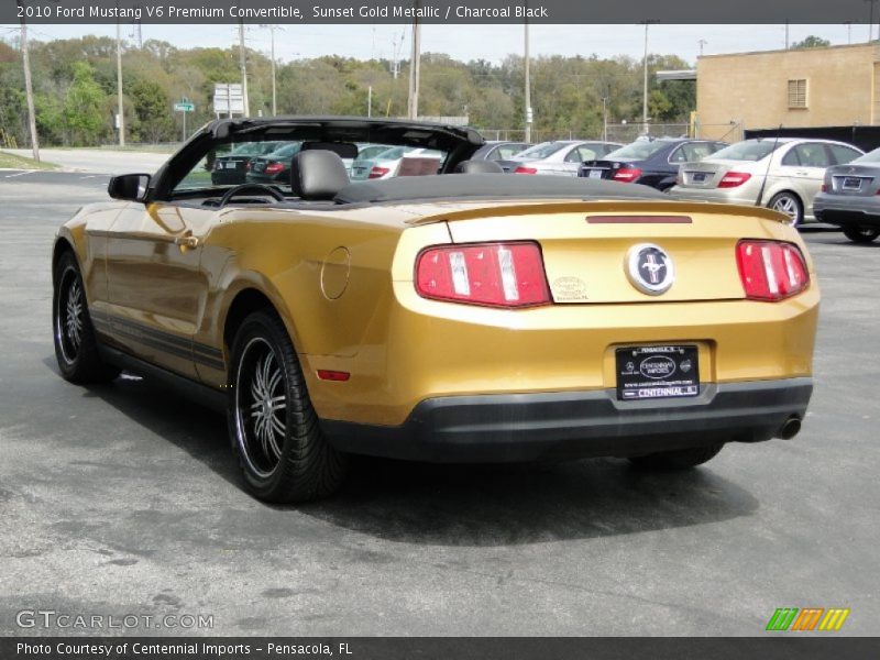 Sunset Gold Metallic / Charcoal Black 2010 Ford Mustang V6 Premium Convertible