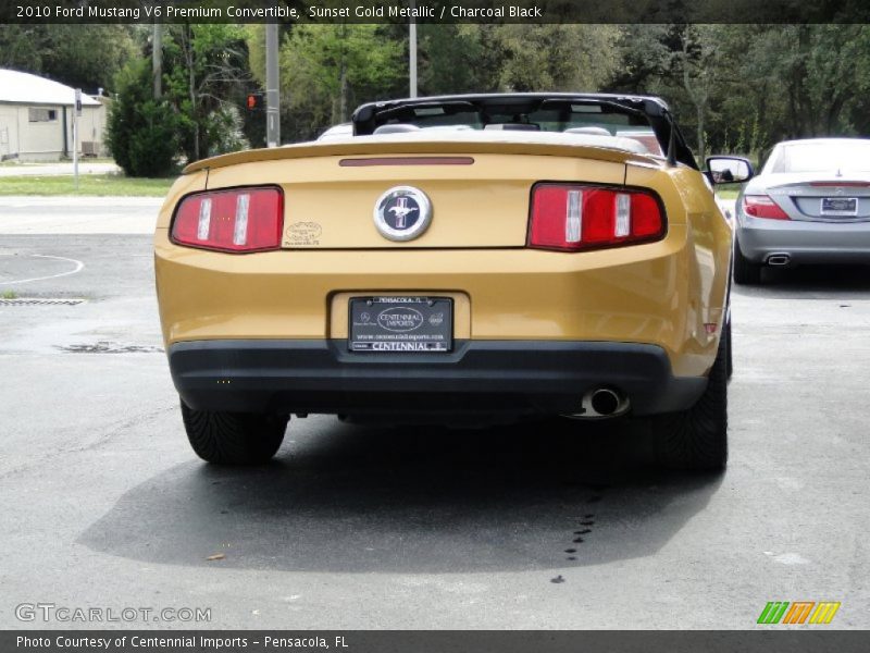 Sunset Gold Metallic / Charcoal Black 2010 Ford Mustang V6 Premium Convertible