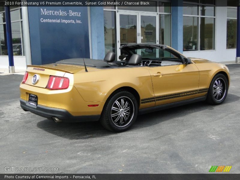 Sunset Gold Metallic / Charcoal Black 2010 Ford Mustang V6 Premium Convertible