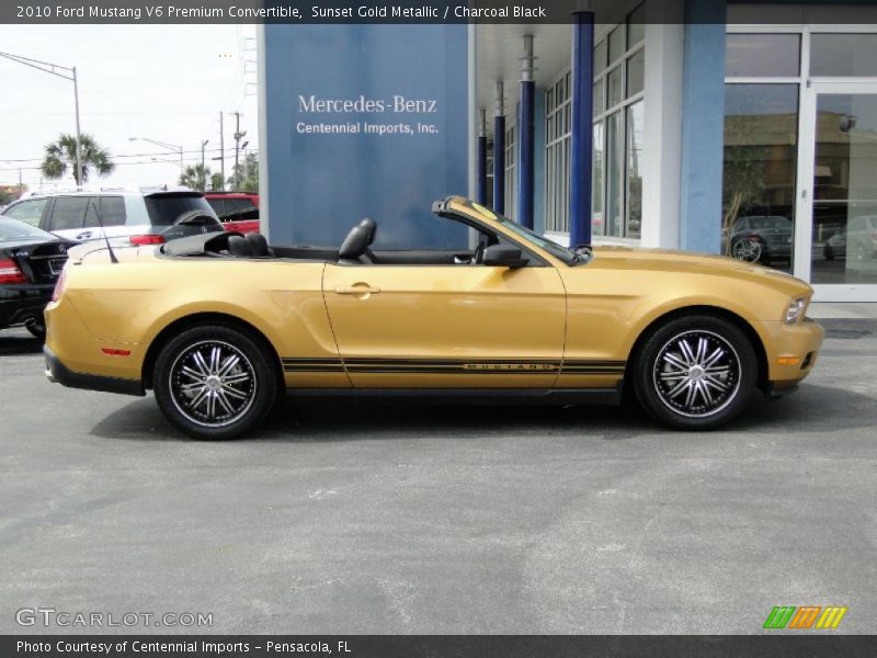 Sunset Gold Metallic / Charcoal Black 2010 Ford Mustang V6 Premium Convertible