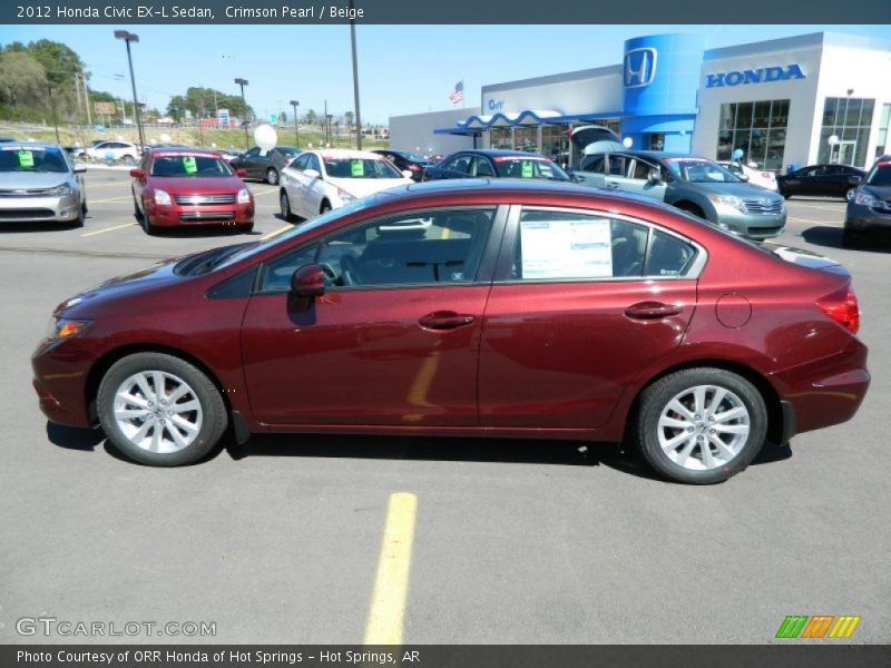 Crimson Pearl / Beige 2012 Honda Civic EX-L Sedan