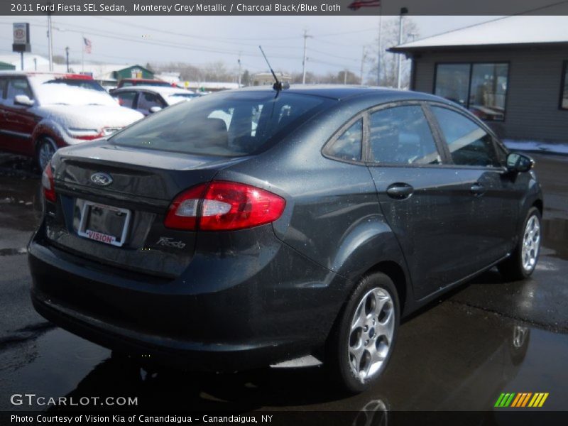 Monterey Grey Metallic / Charcoal Black/Blue Cloth 2011 Ford Fiesta SEL Sedan