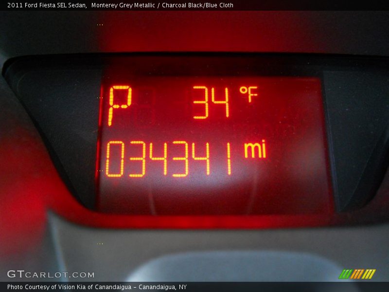 Monterey Grey Metallic / Charcoal Black/Blue Cloth 2011 Ford Fiesta SEL Sedan