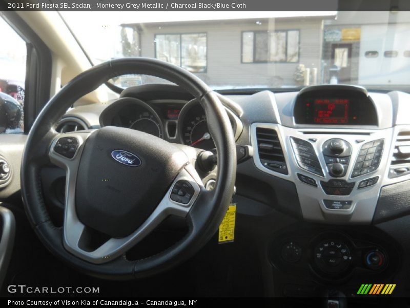 Monterey Grey Metallic / Charcoal Black/Blue Cloth 2011 Ford Fiesta SEL Sedan