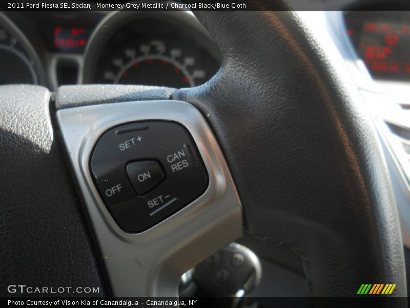 Monterey Grey Metallic / Charcoal Black/Blue Cloth 2011 Ford Fiesta SEL Sedan