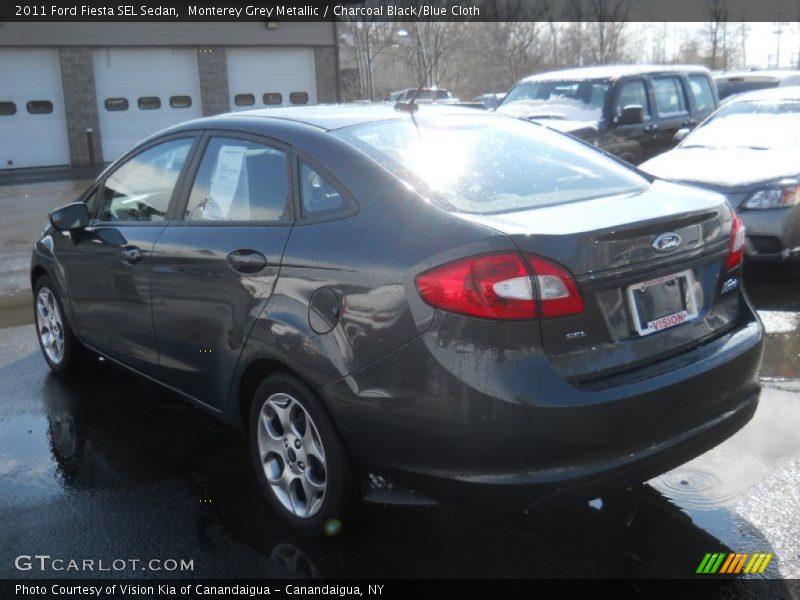 Monterey Grey Metallic / Charcoal Black/Blue Cloth 2011 Ford Fiesta SEL Sedan