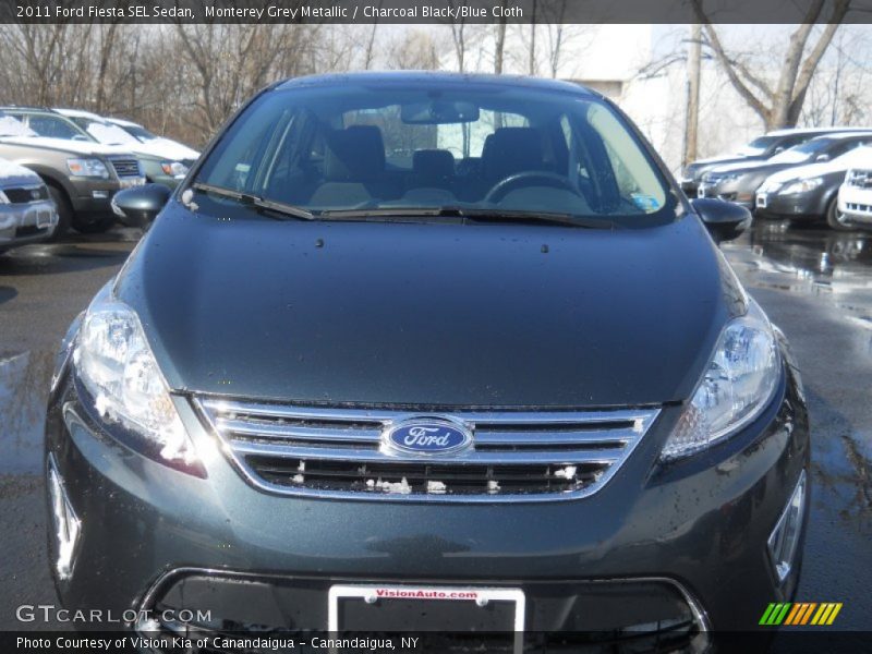 Monterey Grey Metallic / Charcoal Black/Blue Cloth 2011 Ford Fiesta SEL Sedan