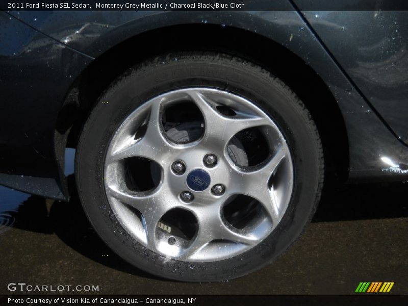 Monterey Grey Metallic / Charcoal Black/Blue Cloth 2011 Ford Fiesta SEL Sedan