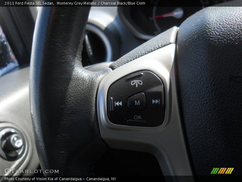 Monterey Grey Metallic / Charcoal Black/Blue Cloth 2011 Ford Fiesta SEL Sedan