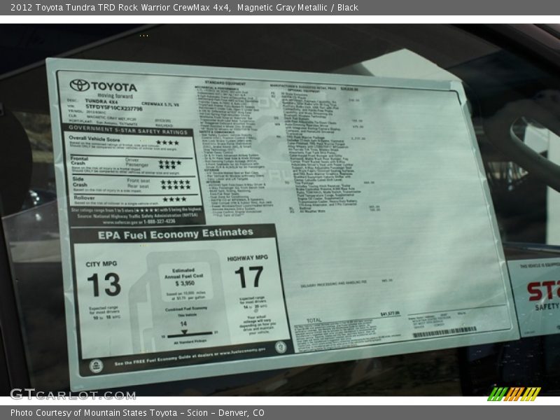  2012 Tundra TRD Rock Warrior CrewMax 4x4 Window Sticker