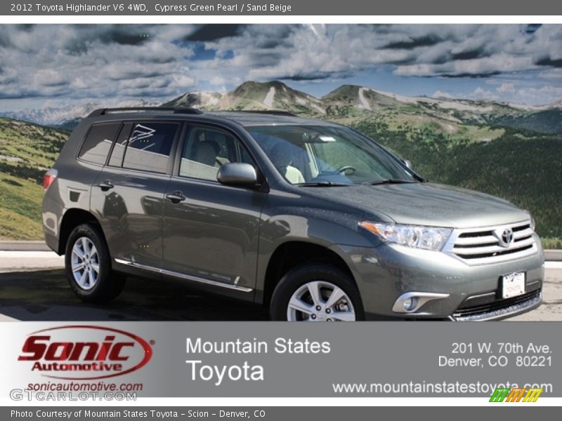Cypress Green Pearl / Sand Beige 2012 Toyota Highlander V6 4WD