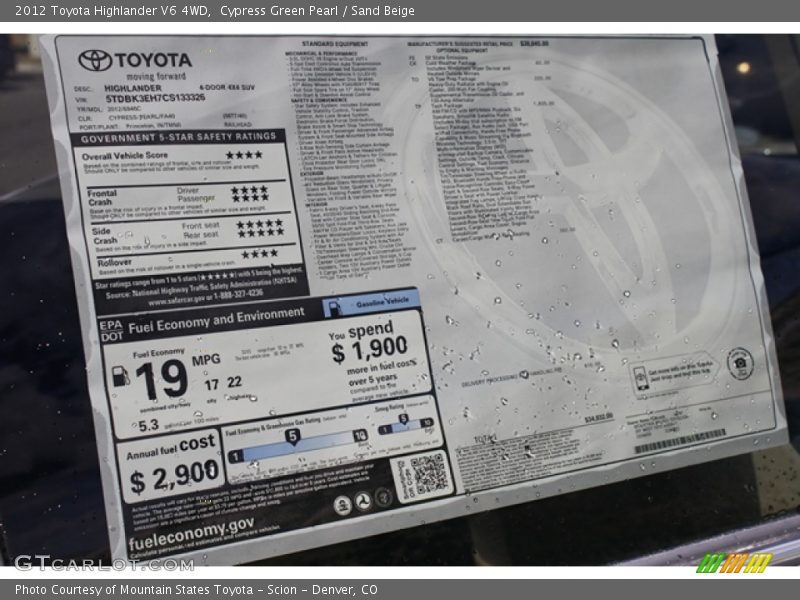 Cypress Green Pearl / Sand Beige 2012 Toyota Highlander V6 4WD