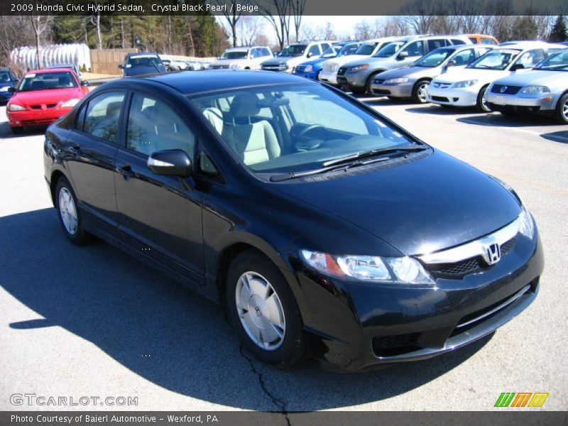 Crystal Black Pearl / Beige 2009 Honda Civic Hybrid Sedan