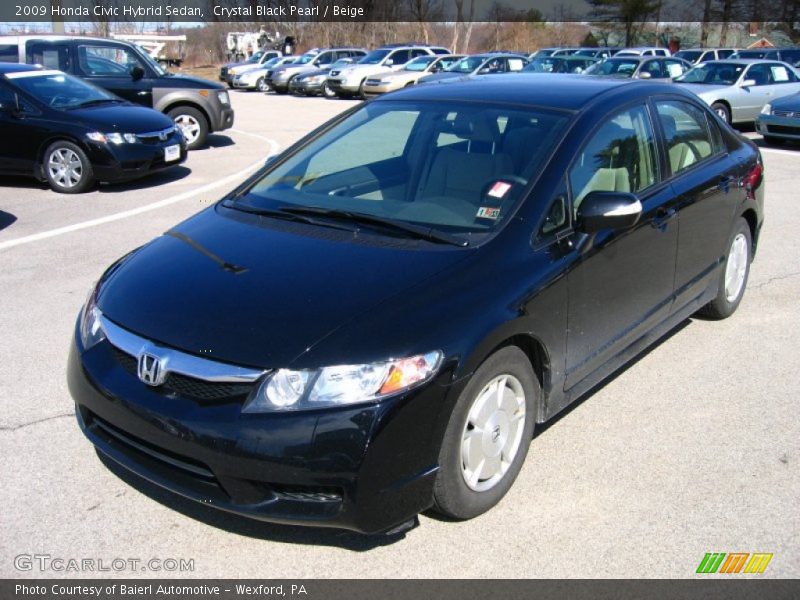 Crystal Black Pearl / Beige 2009 Honda Civic Hybrid Sedan