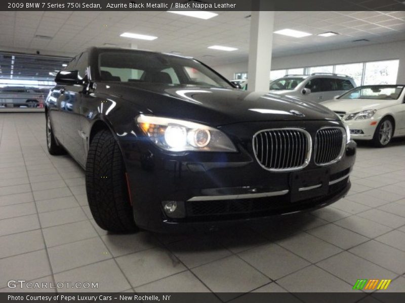 Azurite Black Metallic / Black Nappa Leather 2009 BMW 7 Series 750i Sedan