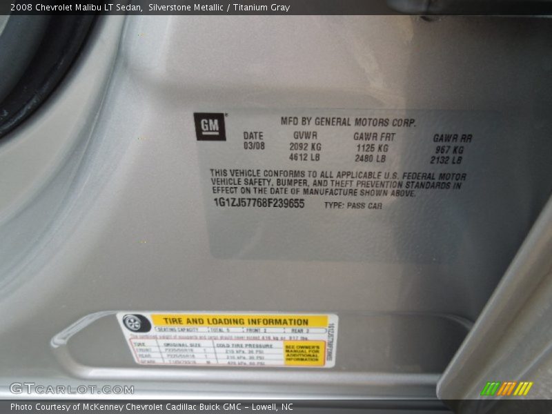 Silverstone Metallic / Titanium Gray 2008 Chevrolet Malibu LT Sedan