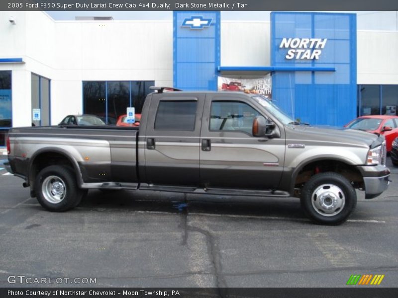 Dark Stone Metallic / Tan 2005 Ford F350 Super Duty Lariat Crew Cab 4x4 Dually