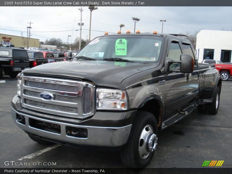 Dark Stone Metallic / Tan 2005 Ford F350 Super Duty Lariat Crew Cab 4x4 Dually