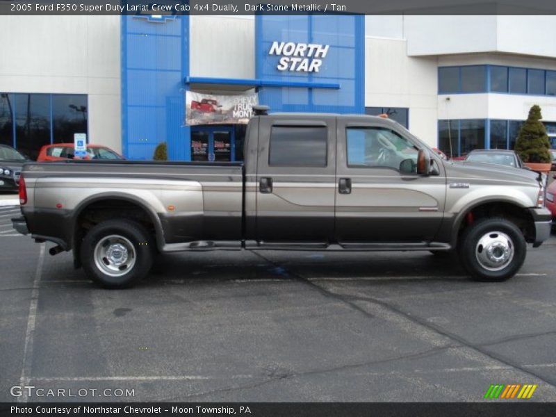 Dark Stone Metallic / Tan 2005 Ford F350 Super Duty Lariat Crew Cab 4x4 Dually