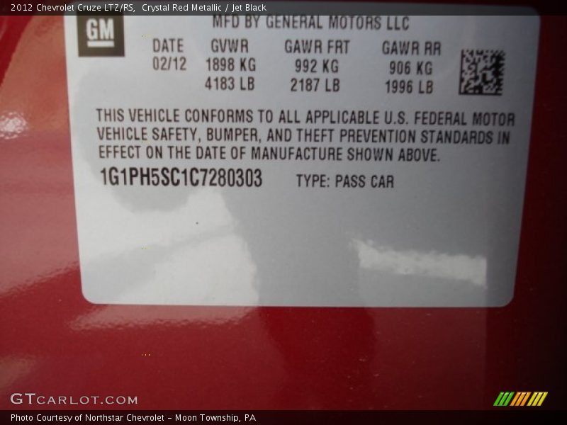 Crystal Red Metallic / Jet Black 2012 Chevrolet Cruze LTZ/RS