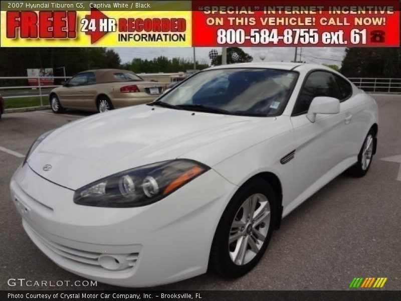 Captiva White / Black 2007 Hyundai Tiburon GS