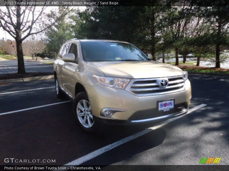 Sandy Beach Metallic / Sand Beige 2012 Toyota Highlander SE 4WD