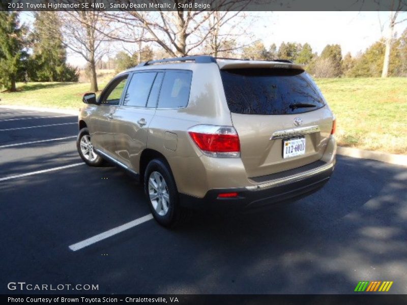 Sandy Beach Metallic / Sand Beige 2012 Toyota Highlander SE 4WD