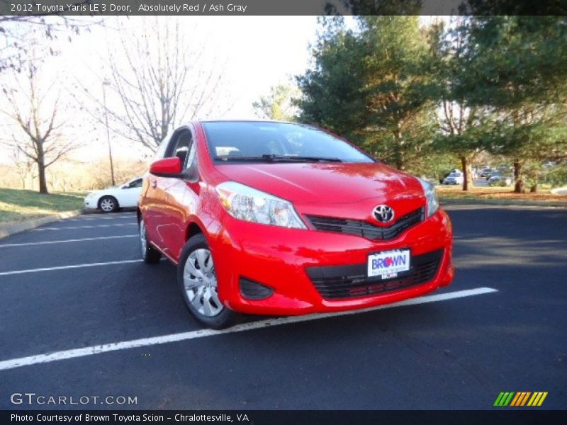 Absolutely Red / Ash Gray 2012 Toyota Yaris LE 3 Door