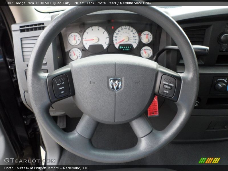 Brilliant Black Crystal Pearl / Medium Slate Gray 2007 Dodge Ram 1500 SXT Quad Cab