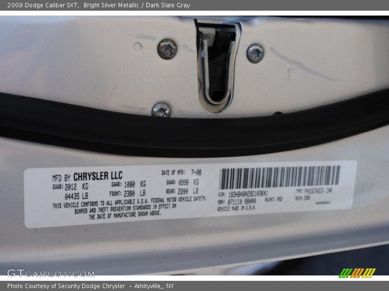 Bright Silver Metallic / Dark Slate Gray 2009 Dodge Caliber SXT