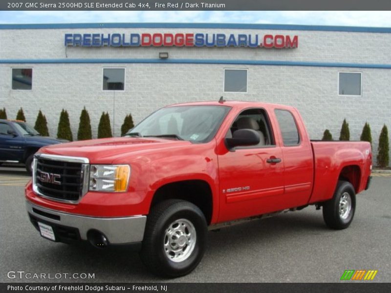 Fire Red / Dark Titanium 2007 GMC Sierra 2500HD SLE Extended Cab 4x4