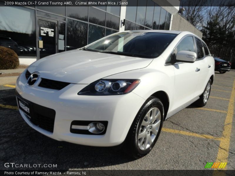 Crystal White Pearl Mica / Sand 2009 Mazda CX-7 Grand Touring AWD
