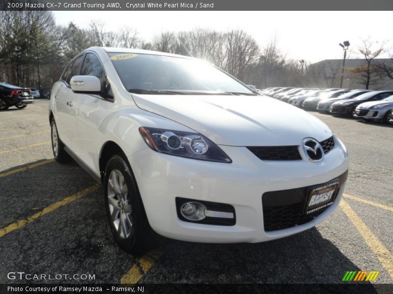 Crystal White Pearl Mica / Sand 2009 Mazda CX-7 Grand Touring AWD