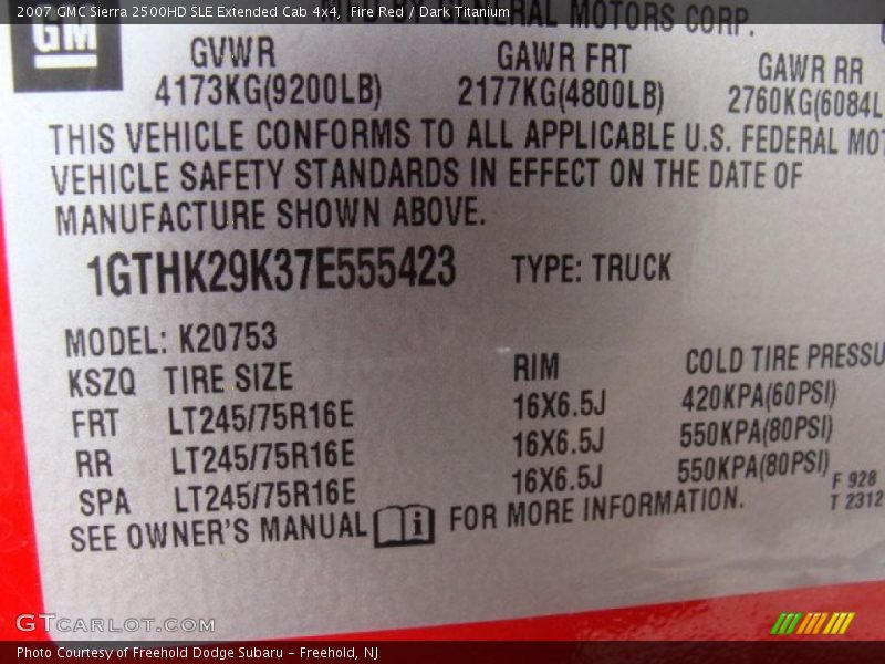 Fire Red / Dark Titanium 2007 GMC Sierra 2500HD SLE Extended Cab 4x4