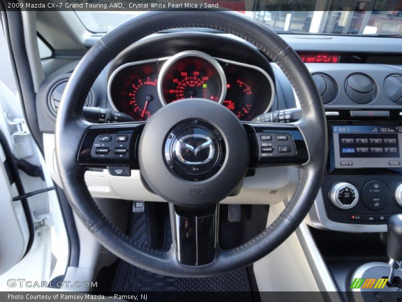 Crystal White Pearl Mica / Sand 2009 Mazda CX-7 Grand Touring AWD