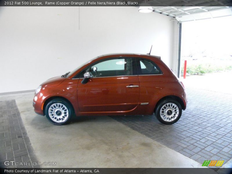 Rame (Copper Orange) / Pelle Nera/Nera (Black/Black) 2012 Fiat 500 Lounge