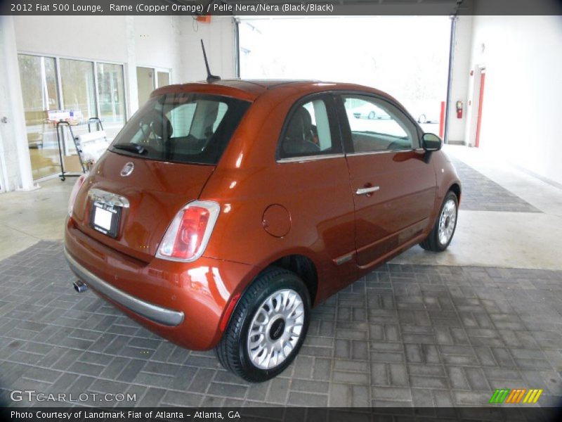 Rame (Copper Orange) / Pelle Nera/Nera (Black/Black) 2012 Fiat 500 Lounge