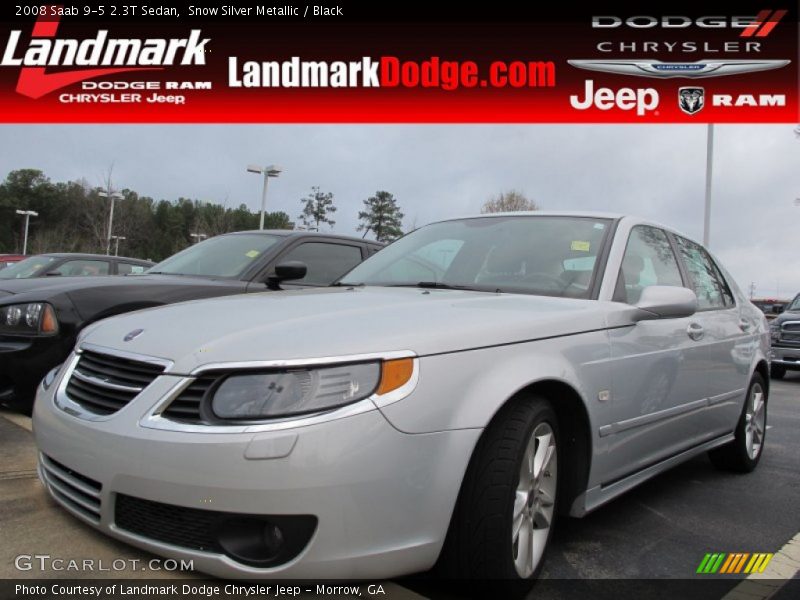 Snow Silver Metallic / Black 2008 Saab 9-5 2.3T Sedan