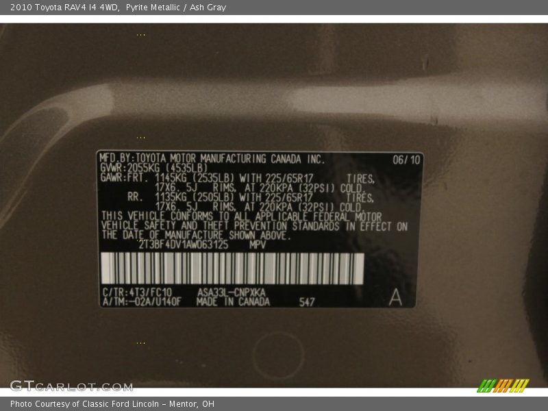 Pyrite Metallic / Ash Gray 2010 Toyota RAV4 I4 4WD