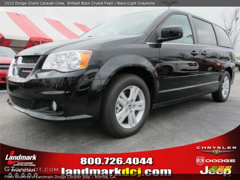 Brilliant Black Crystal Pearl / Black/Light Graystone 2012 Dodge Grand Caravan Crew