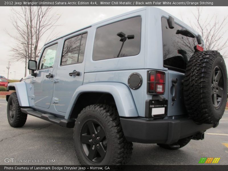 Winter Chill Metallic / Black with Polar White Accents/Orange Stitching 2012 Jeep Wrangler Unlimited Sahara Arctic Edition 4x4